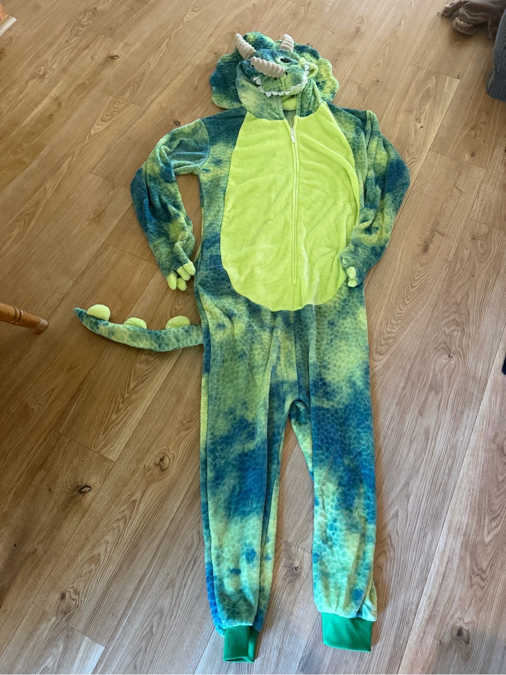 Halloween Adult Tie-Dye Triceratops Dragon Costume/Onesie Zipper, Size 2x